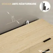 HOMCOM Comodă cu 6 Sertare, Unitate de Depozitare pentru Dormitor, Living, 110x40x75 cm, Lemn Natural | Aosom Romania 