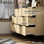HOMCOM Comodă cu 6 Sertare, Unitate de Depozitare pentru Dormitor, Living, 110x40x75 cm, Lemn Natural | Aosom Romania 