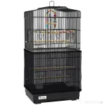 PawHut Colivie pentru pasari cu Stinghii, Leagan si boluri, Voliera din Metal si Plastic, 46.5x35.5x92 cm, Negru | Aosom Romania