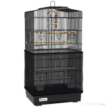 PawHut Colivie pentru pasari cu Stinghii, Leagan si boluri, Voliera din Metal si Plastic, 46.5x35.5x92 cm, Negru | Aosom Romania