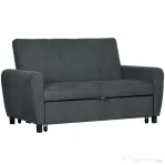 HOMCOM Canapea Pat cu 2 Locuri și 2 perne, Canapea Pat cu Spătar Reglabil pe 3 Nivele, 148x87x88 cm, Gri