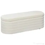 HOMCOM Bancă pentru Capătul Patului din Material Teddy cu Spațiu de Depozitare pentru Hol și Dormitor, 116x41x40.5 cm, Crem