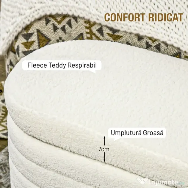 HOMCOM Bancă pentru Pat, Bancă Tapițată din Lână cu Cadru din Lemn, Bancă Otomană de Depozitare, 116x41x 40,5 cm, Alb Crem