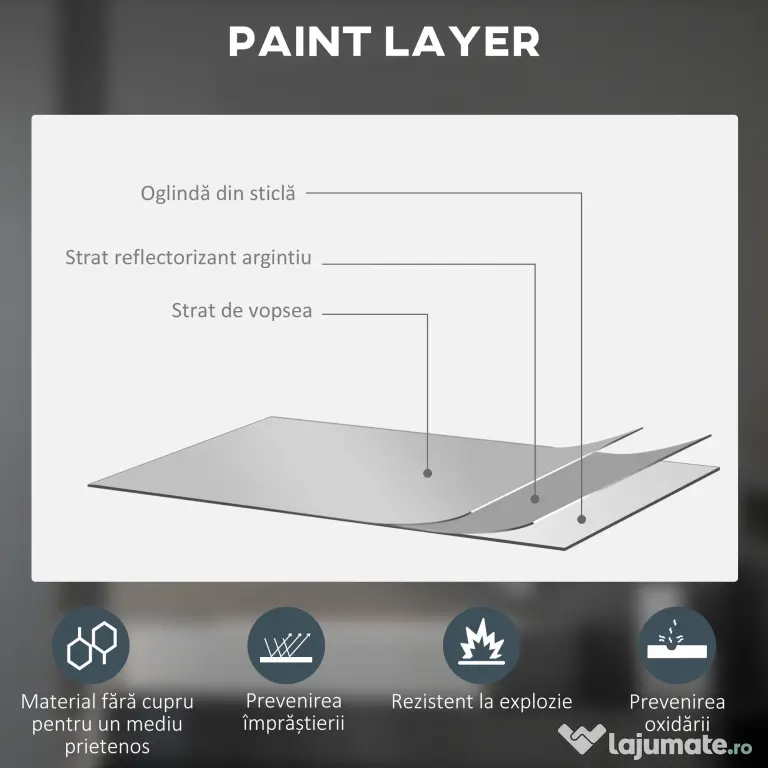 Kleankin Oglinda de Baie Rotunda cu Lumina LED in 3 Culori si intrerupatoare Touch, Ø70x3.5 cm, Transparent | Aosom Romania