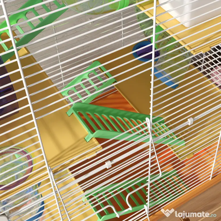 PawHut Cușcă pentru Hamsteri pe 5 Nivele cu Tuburi și Roată din Metal și Plastic Albastru | Aosom Romania