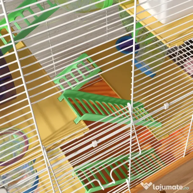 PawHut Cușcă pentru Hamsteri pe 5 Nivele cu Tuburi și Roată din Metal și Plastic Albastru | Aosom Romania