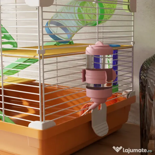 PawHut Cușcă pentru Hamsteri pe 5 Nivele cu Tuburi și Roată din Metal și Plastic Albastru | Aosom Romania