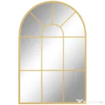 HOMCOM Oglindă de perete în formă de arc, din sticlă și metal auriu, stil modern, 91x2x60 cm