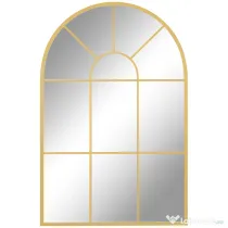 HOMCOM Oglindă de Perete Modernă în Formă de Arc cu Ramă și Cârlige, pentru Sufragerie și Hol, 91x60 cm, Auriu | Aosom Romania
