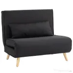 HOMCOM Fotoliu Pat 3 în 1 cu Spătar Reclinabil în 6 poziții, din material textil, 94x78x80 cm, negru