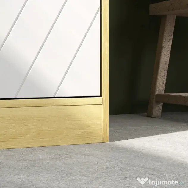 HOMCOM Dulap Baie Înalt Spațios, Mobilier de Baie cu 2 Dulapuri și Rafturi Reglabile, 30x24x170 cm, Lemn Natural | Aosom Romania