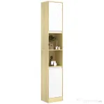 HOMCOM Dulap Înalt de Baie Spațios, Mobilier de Baie cu 2 Dulapuri și Rafturi Reglabile, 30x24x170 cm, Lemn Natural
