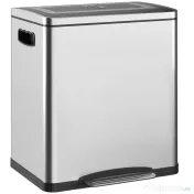 HOMCOM Coș de gunoi cu 2 compartimente de 15L, cu pedală și capac silențios, din oțel inoxidabil și PP, 40x34,8x47,5 cm 