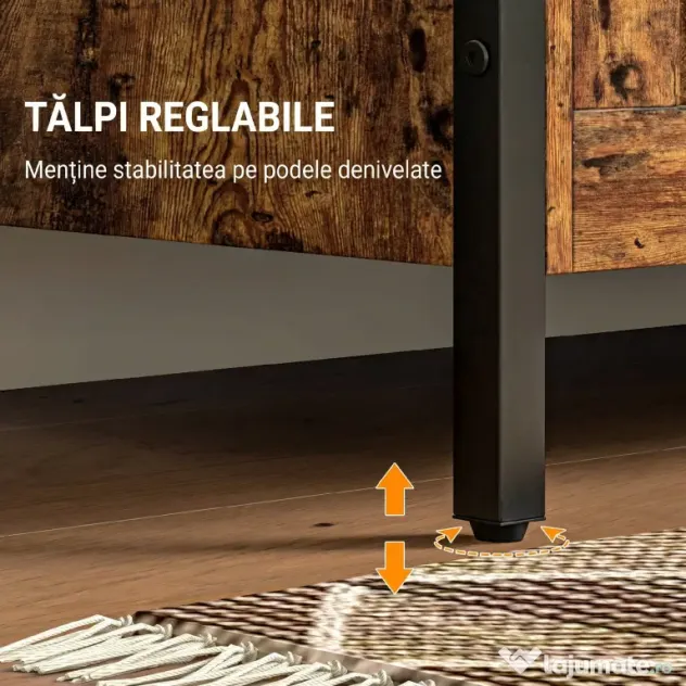 HOMCOM Bancă de Depozitare de 95L în Stil Industrial cu Capac cu Balamale de Siguranță, 80x40x49 cm, Maro Rustic | Aosom Romania
