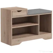 HOMCOM Bancă pentru Încălțăminte cu Pernă de Șezut, 76,5x30x52 cm, Gri | Aosom Romania