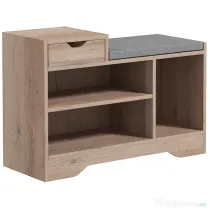 HOMCOM Bancă pentru Încălțăminte cu Pernă de Șezut, 76,5x30x52 cm, Gri | Aosom Romania