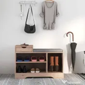 HOMCOM Bancă pentru Încălțăminte cu Pernă de Șezut, 76,5x30x52 cm, Gri | Aosom Romania