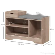 HOMCOM Bancă pentru Încălțăminte cu Pernă de Șezut, 76,5x30x52 cm, Gri | Aosom Romania