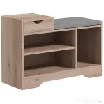 HOMCOM Bancă pentru Încălțăminte cu Pernă de Șezut, 76,5x30x52 cm, Gri