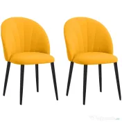 HOMCOM Set 2 Scaune de Sufragerie Tapițate cu Design Nordic și Ergonomic, 52x54x79 cm, Galben | Aosom Romania