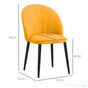 HOMCOM Set 2 Scaune de Sufragerie Tapițate cu Design Nordic și Ergonomic, 52x54x79 cm, Galben | Aosom Romania