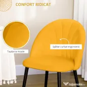 HOMCOM Set 2 Scaune de Sufragerie Tapițate cu Design Nordic și Ergonomic, 52x54x79 cm, Galben | Aosom Romania
