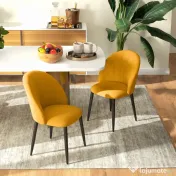 HOMCOM Set 2 Scaune de Sufragerie Tapițate cu Design Nordic și Ergonomic, 52x54x79 cm, Galben | Aosom Romania