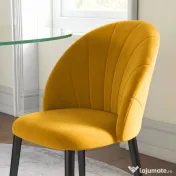 HOMCOM Set 2 Scaune de Sufragerie Tapițate cu Design Nordic și Ergonomic, 52x54x79 cm, Galben | Aosom Romania