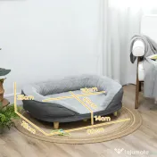 PawHut Canapea pentru Câini cu Pernă, Hușă Detașabilă, Bază Înălțată și Picioare Antiderapante, 90x78x25 cm, Gri | Aosom Romania 