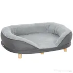 PawHut Canapea pentru câini cu tapițerie, pat pentru câini de talie mare și medie până la 25kg, 90x78x25cm, gri