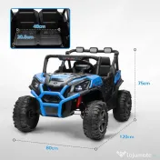 AIYAPLAY Mașinuță Electrică pentru Copii 3-8 Ani cu Telecomandă, Muzică, Faruri, Centură și Claxon, 120x80x75 cm, Albastru | Aosom Romania 