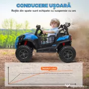 AIYAPLAY Mașinuță Electrică pentru Copii 3-8 Ani cu Telecomandă, Muzică, Faruri, Centură și Claxon, 120x80x75 cm, Albastru | Aosom Romania 