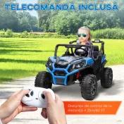 AIYAPLAY Mașinuță Electrică pentru Copii 3-8 Ani cu Telecomandă, Muzică, Faruri, Centură și Claxon, 120x80x75 cm, Albastru | Aosom Romania 
