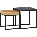 HOMCOM Set 2 măsuțe de cafea moderne cu picioare în formă de U, din lemn și oțel, 45x45x45 cm și 40x40x40 cm, negru