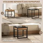 HOMCOM Set 2 Măsuțe de Cafea Moderne cu Picioare în Formă de U, Măsuțe de Sufragerie din Lemn și Oțel, 40x40x40 cm, Negru | Aosom Romania