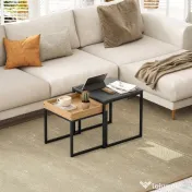 HOMCOM Set 2 Măsuțe de Cafea Moderne cu Picioare în Formă de U, Măsuțe de Sufragerie din Lemn și Oțel, 40x40x40 cm, Negru | Aosom Romania