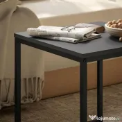 HOMCOM Set 2 Măsuțe de Cafea Moderne cu Picioare în Formă de U, Măsuțe de Sufragerie din Lemn și Oțel, 40x40x40 cm, Negru | Aosom Romania