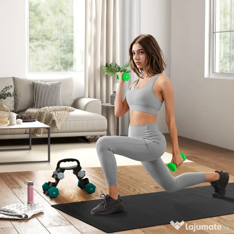 SPORTNOW Set de haltere cu suport, 3 perechi de greutăți de 2 x 1 kg, 2 x 3 kg, 2 x 5 kg, Multicolor | Aosom Romania