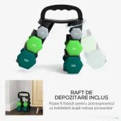 SPORTNOW Set de haltere cu suport, 3 perechi de greutăți de 2 x 1 kg, 2 x 3 kg, 2 x 5 kg, Multicolor | Aosom Romania