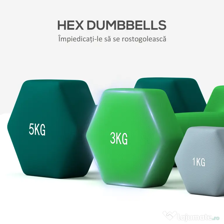 SPORTNOW Set de haltere cu suport, 3 perechi de greutăți de 2 x 1 kg, 2 x 3 kg, 2 x 5 kg, Multicolor | Aosom Romania