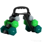 SPORTNOW Set Gantere cu Suport, 3 Perechi de Greutăți 2 x 1 kg, 2 x 3 kg, 2 x 5 kg, Multicolor