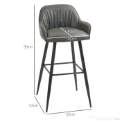 HOMCOM Set 2 Scaune de Bar din Piele Ecologică PU, Scaune Înalte cu Suport pentru Picioare, 52x53x99 cm, Gri Închis | Aosom Romania