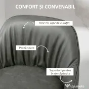 HOMCOM Set 2 Scaune de Bar din Piele Ecologică PU, Scaune Înalte cu Suport pentru Picioare, 52x53x99 cm, Gri Închis | Aosom Romania