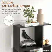 HOMCOM Bibliotecă cu 5 Rafturi Divizate în Formă de S din Lemn, 60x24x184.5 cm, Negru | Aosom Romania 