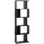 HOMCOM Bibliotecă mobilă modernă cu 5 rafturi din lemn, design modern, 60x24x184,5 cm, negru