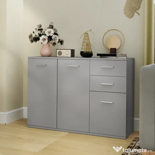 HOMCOM Dulap 3uși+2sertare gri 106x35x76 | Aosom Romania