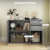 HOMCOM Dulap 3uși+2sertare gri 106x35x76 | Aosom Romania 