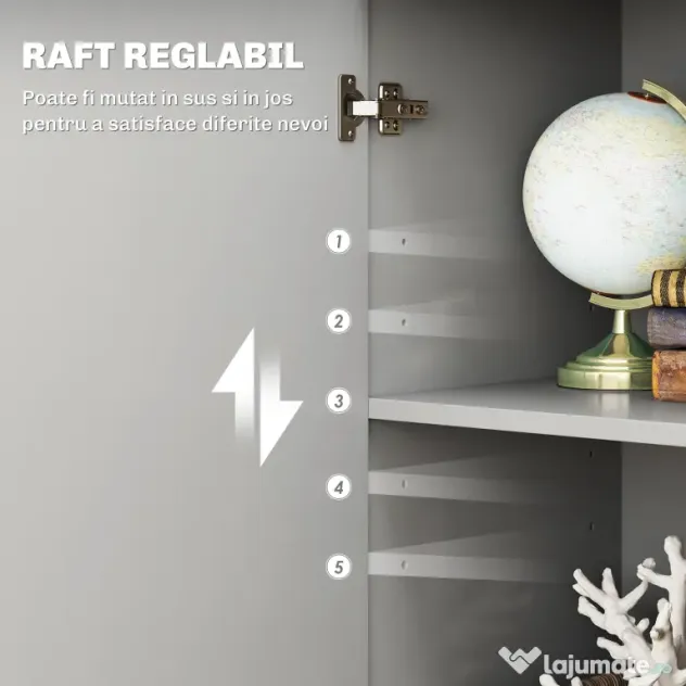 HOMCOM Dulap 3uși+2sertare gri 106x35x76 | Aosom Romania