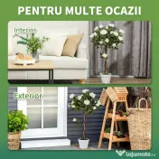 Outsunny Plantă Artificială de Trandafir cu 21 de Flori Ø18x90 cm Portocaliu cu Vas | Aosom Romania 