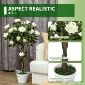 Outsunny Plantă Artificială de Trandafir cu 21 de Flori Ø18x90 cm Portocaliu cu Vas | Aosom Romania 